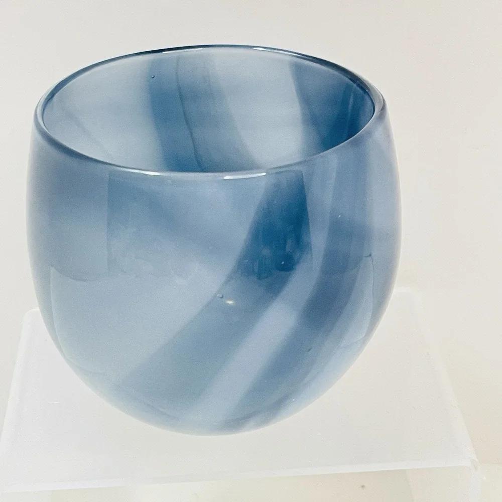 Dark And Stormy Drinker Glassybaby - Purple Periwinkle White Swirl‎